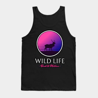 Wild Life Nature Retro Deer Sunset Tank Top